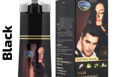 Luvvel Hair Dye Shampoo 200 ml – Dark Brown 102 & Black 101 | Herbal Hair Color Shampoo with Wild Ginseng, Olive & Aloe Vera | Ammonia-Free, Anti-Hair Fall & Nourishing Formula
