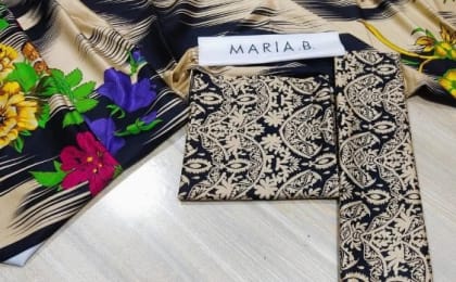 Maria B. Linen 3 Piece Unstitched Suit – Winter Collection Digital Printed Black