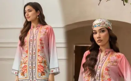 Trending Pink Floral Printed Swiss Lawn Co-Ord Set – Shirt & Flapper Trouser (2-Piece)