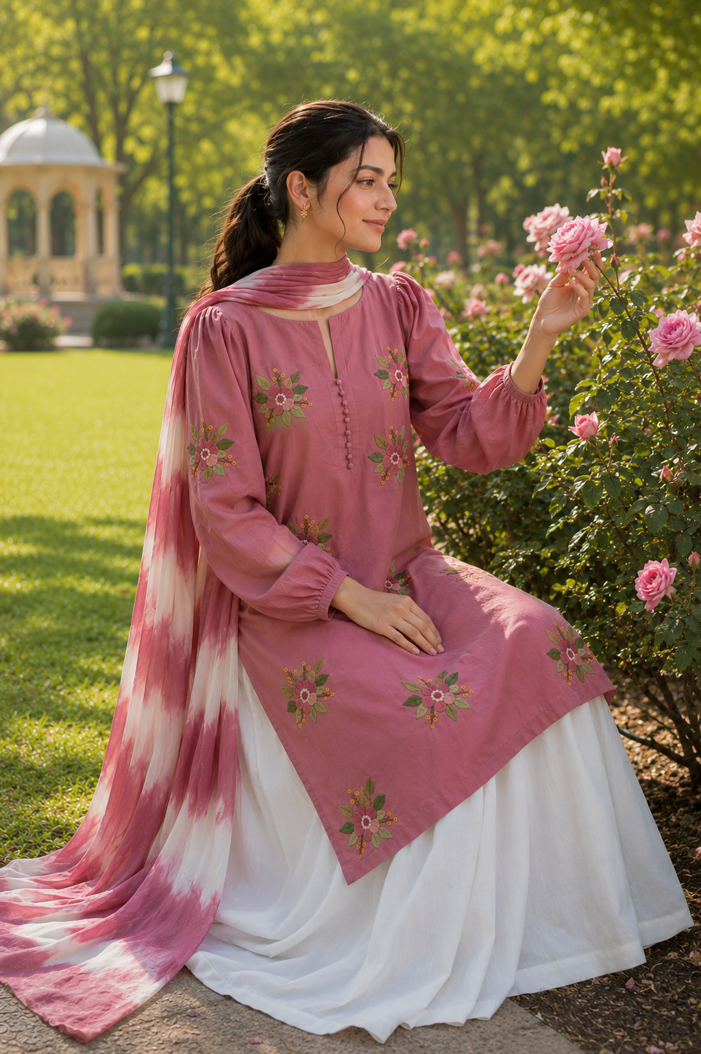 Pink Petal Embroidered 3PC Stitched 