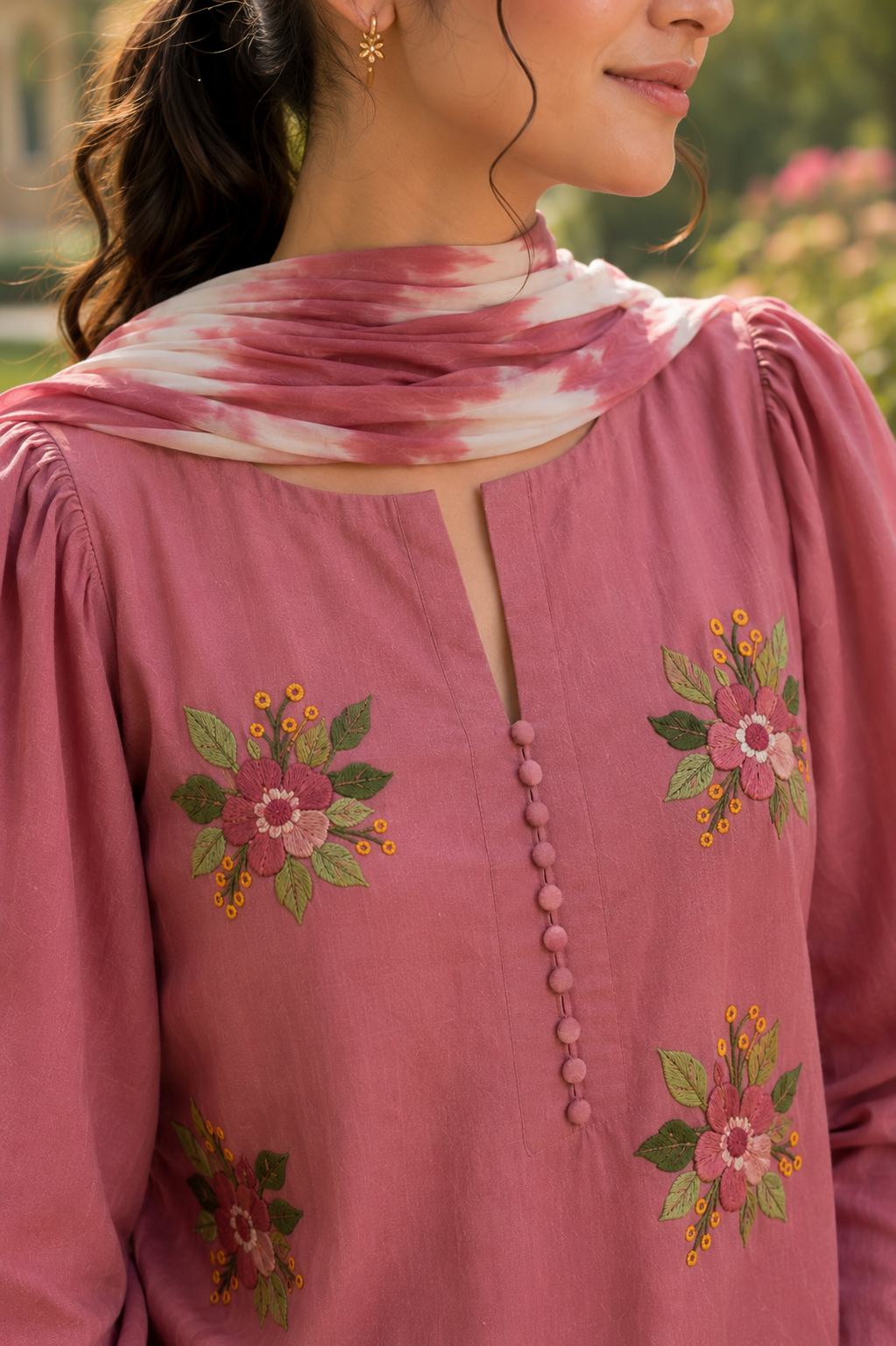 Pink Petal Embroidered 3PC Stitched 