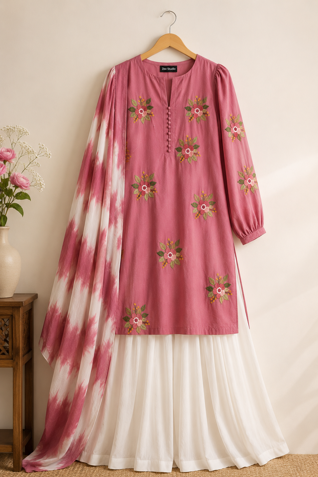 Pink Petal Embroidered 3PC Stitched 