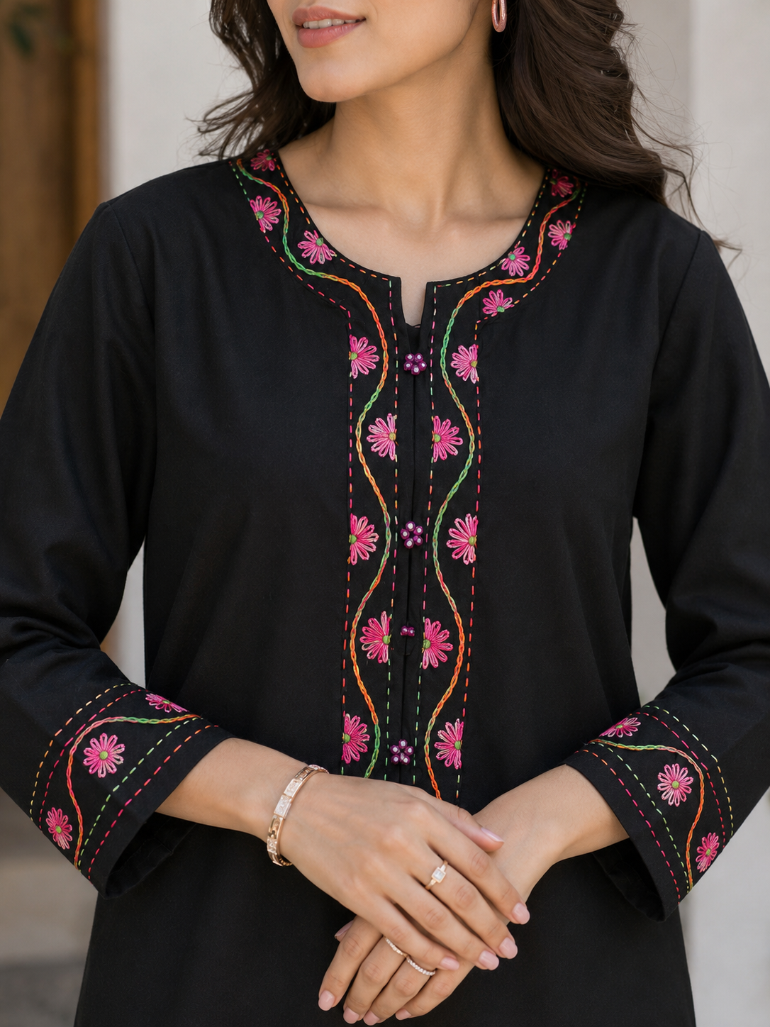 Bloom Noir Embroidered Kurta Set
