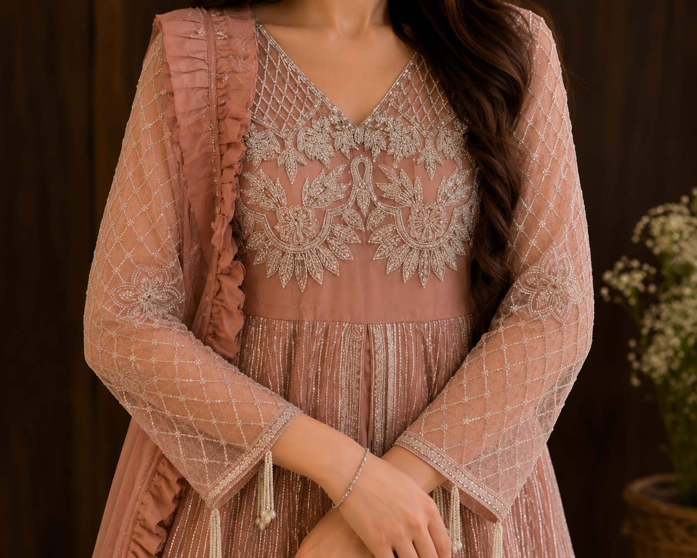 Rose Dust Embellished Luxury Formal