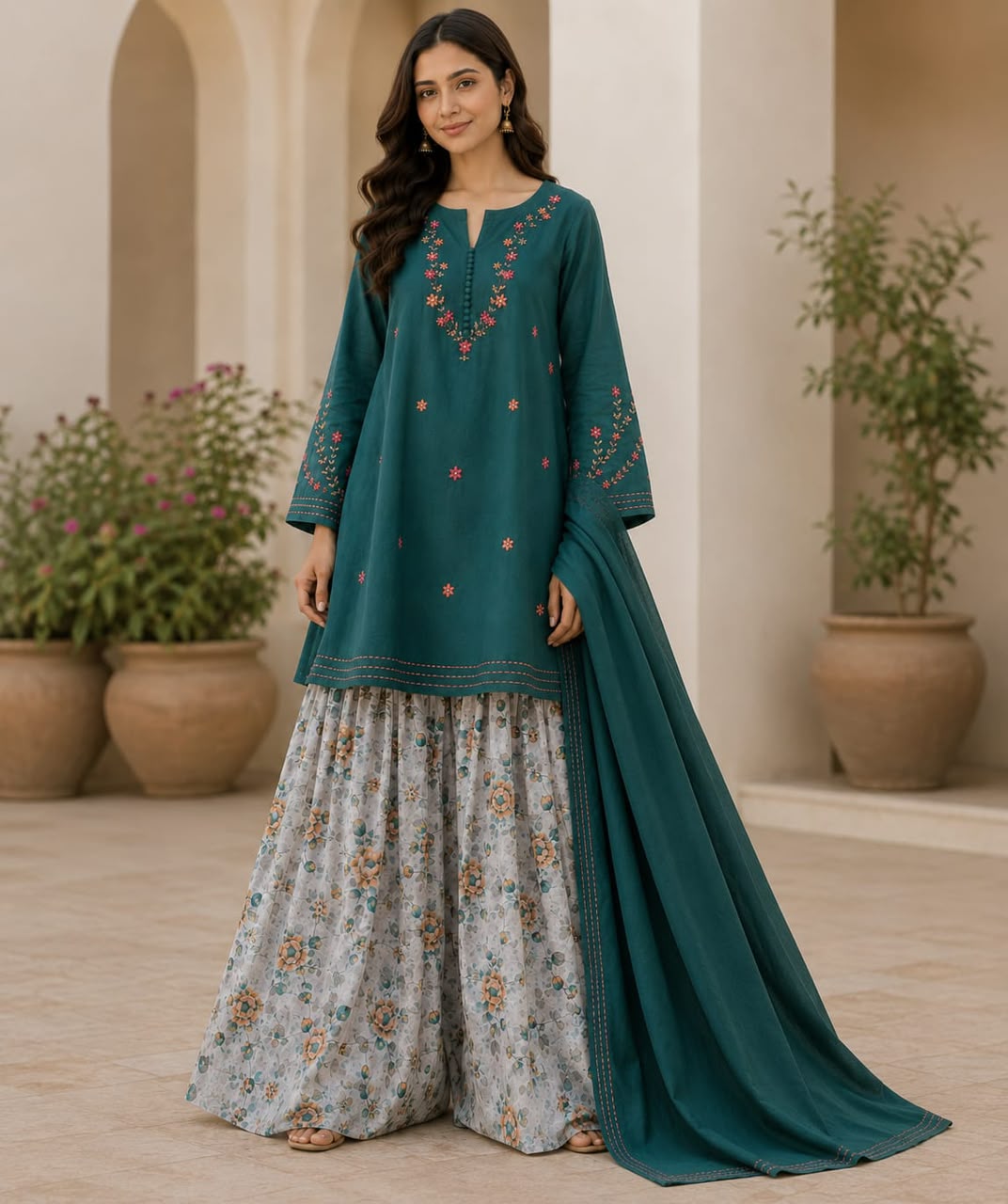 Emerald Bloom 3 PC Stitched