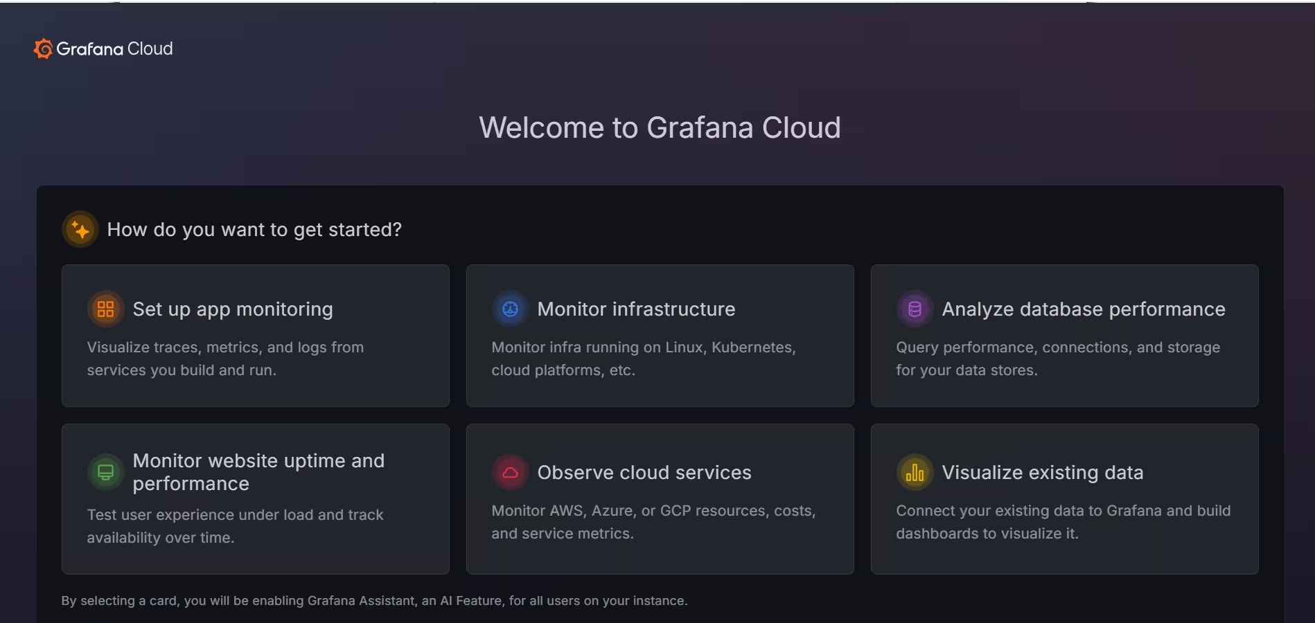 Grafana Cloud Onboarding Page