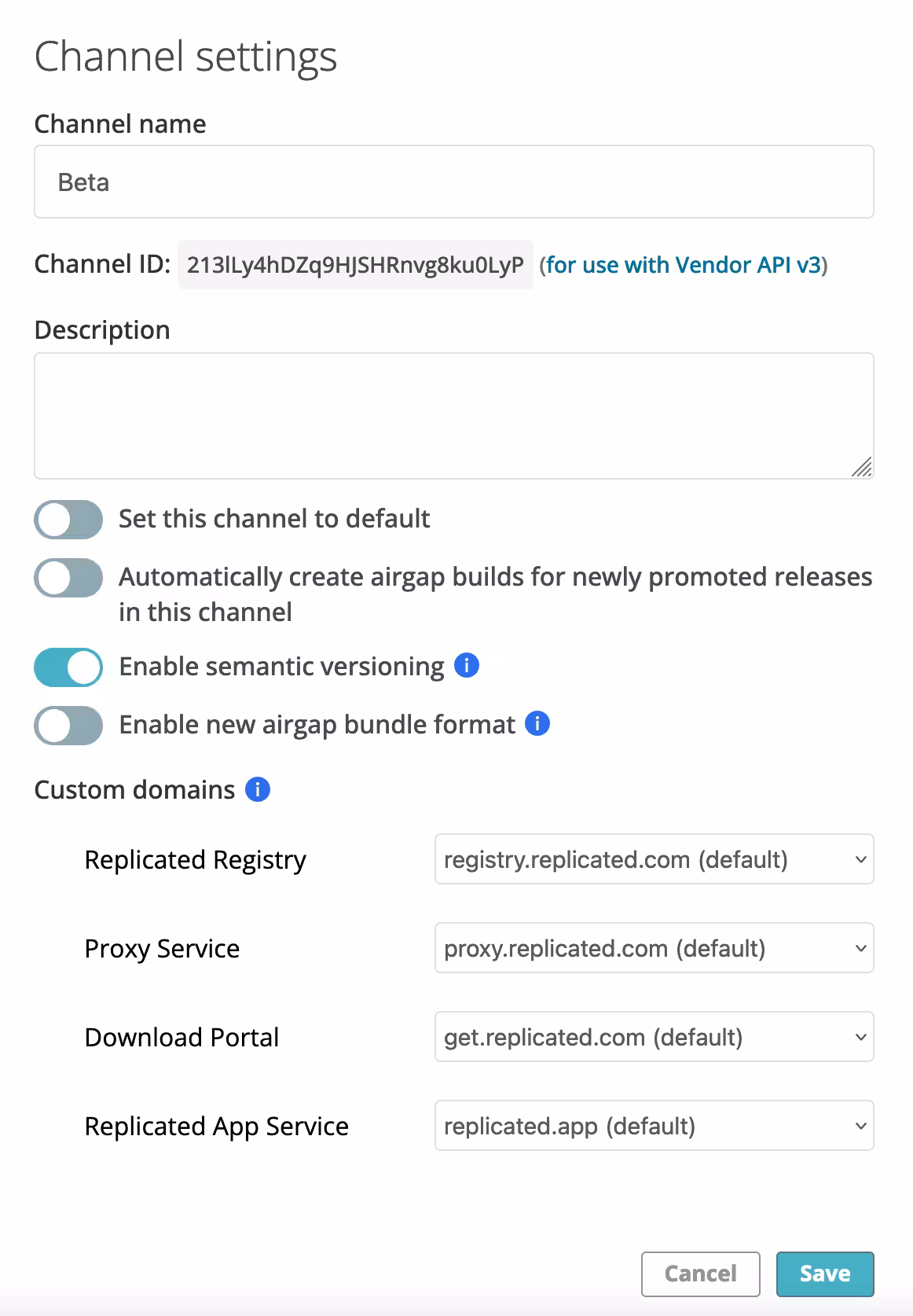 channel settings