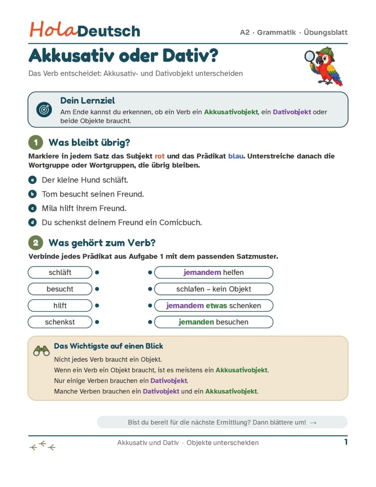 Akkusativ oder Dativ? Das Verb entscheidet