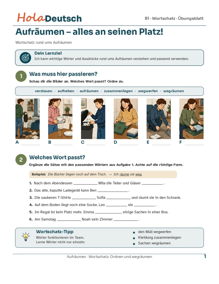 Aufräumen – alles an seinen Platz!