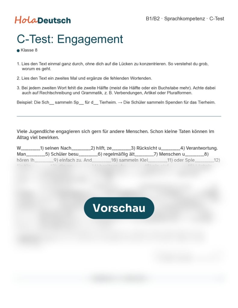 C-Test Engagement – Bundle (Klasse 8, B1/B2)