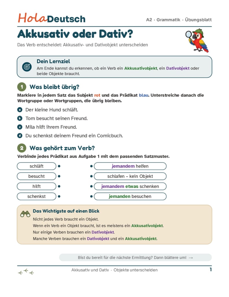 Akkusativ oder Dativ? Das Verb entscheidet