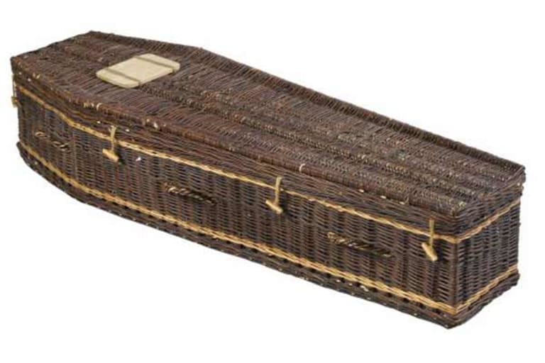 Chocolate rustic wicker coffin