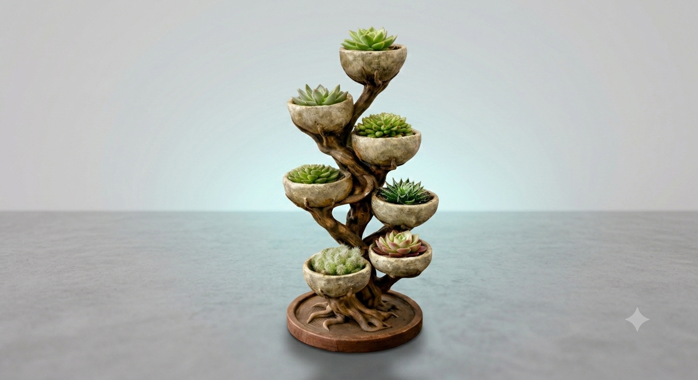 Macetero Árbol Bonsái de Suculentas