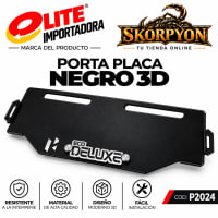 Porta Placa Eco Deluxe 3D Negro Liso Completo