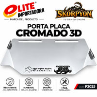 Porta Placa Suzuki Viva R 3D Cromado Liso Completo