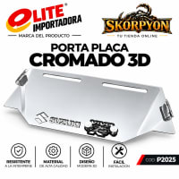 Porta Placa Suzuki Viva R 3D Cromado Liso Completo