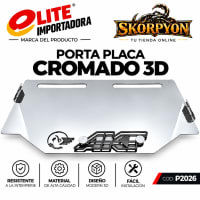 Porta Placa Akt 3D Cromado Liso Completo