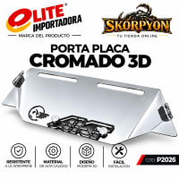 Porta Placa Akt 3D Cromado Liso Completo