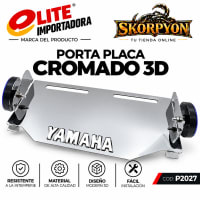 Porta Placa Yamaha Sencillo Cromado con Tragaluz 