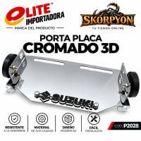 Porta Placa Suzuki 3D Cromado con Tragaluz