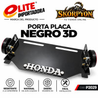 Porta Placa Honda 3D Negro con Tragaluz