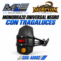 Guardabarro Trasero Monobrazo Universal Negro con Tragaluces