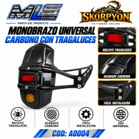 Guardabarro Trasero Monobrazo Universal Carbono con Tragaluces