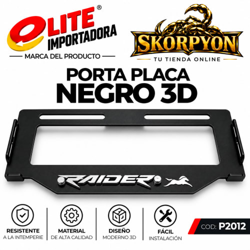 Porta Placa Raider 3D Acanalado Negro