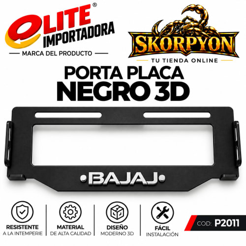 Porta Placa BAJAJ 3D Acanalado Negro