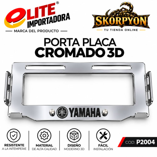 Porta Placa Yamaha 3D Acanalado Cromado