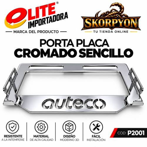 Porta Placa Auteco Acanalado Sencillo Cromado