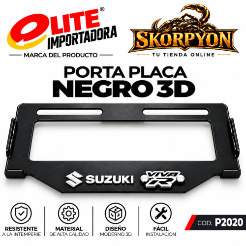 Porta Placa Viva R 3D Acanalado Negro