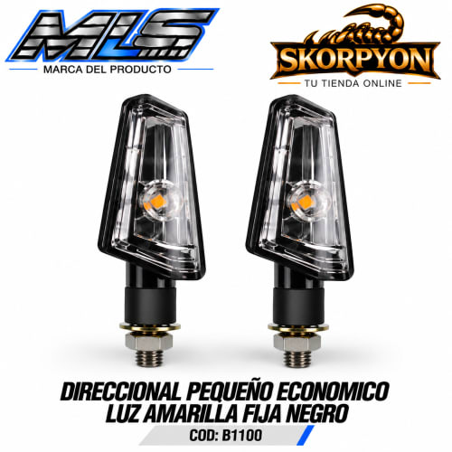 Direccional Pequeño Económico Luz Amarilla Fija Negro