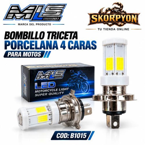 Bombillo Triceta Porcelana 4 Caras H4 6000K