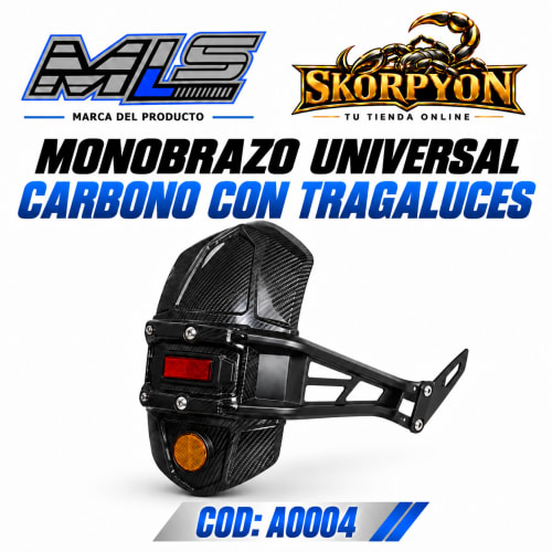 Guardabarro Trasero Monobrazo Universal Carbono con Tragaluces