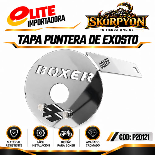 TAPA Puntera de Exosto Boxer 3D Cromado