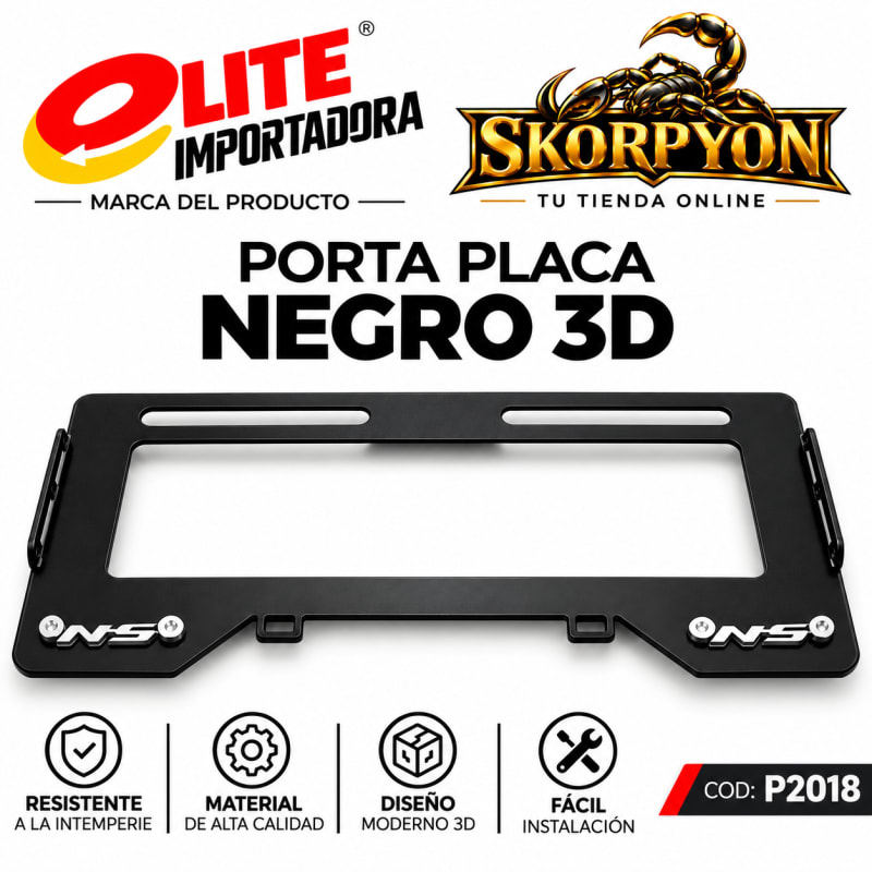 Porta Placa NS 3D Acanalado Negro