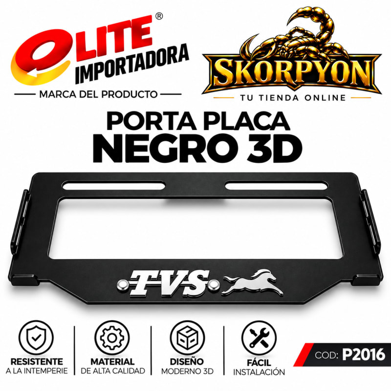 Porta Placa Tvs 3D Acanalado Negro