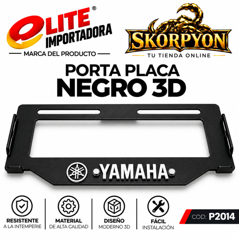 Porta Placa Yamaha 3D Acanalado Negro