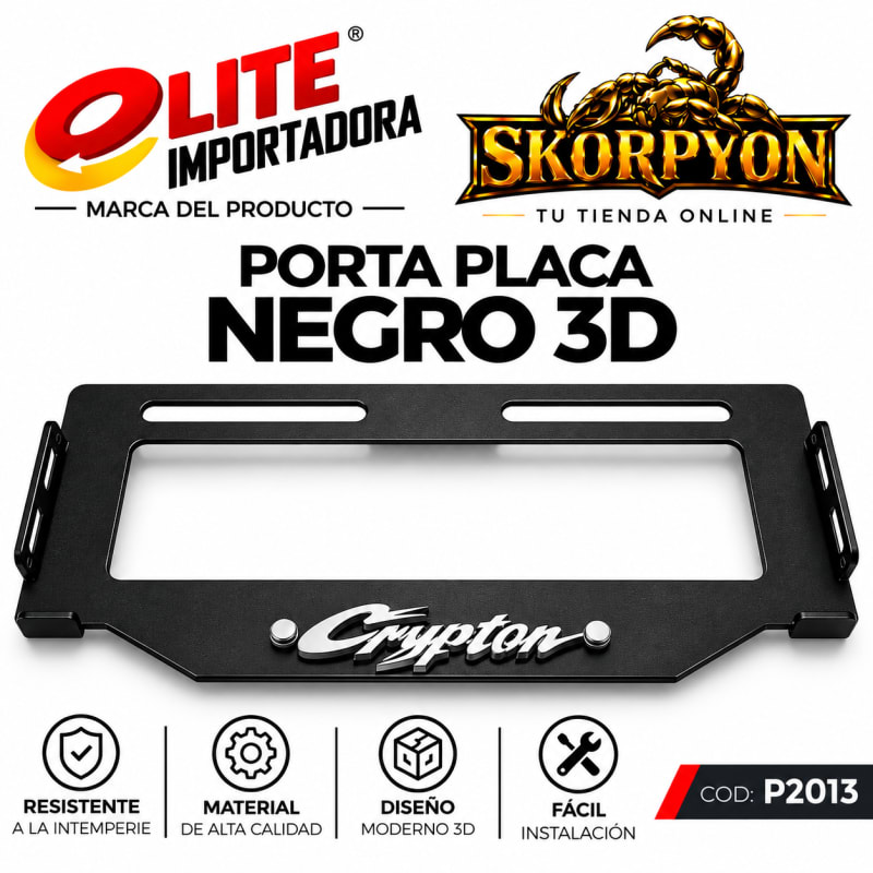Porta Placa Crypton 3D Acanalado Negro