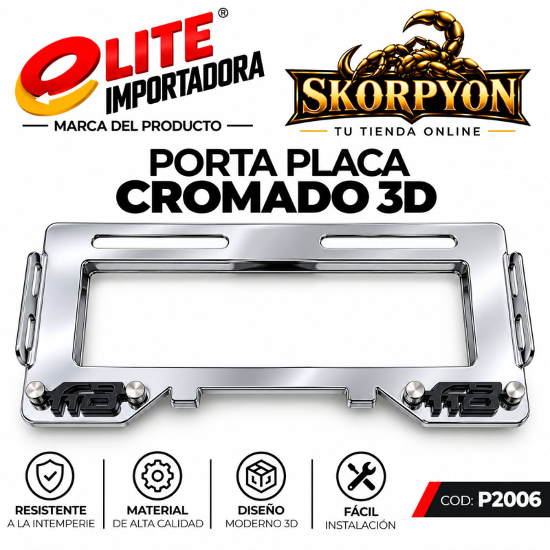 Porta Placa CB110 3D Acanalado Cromado