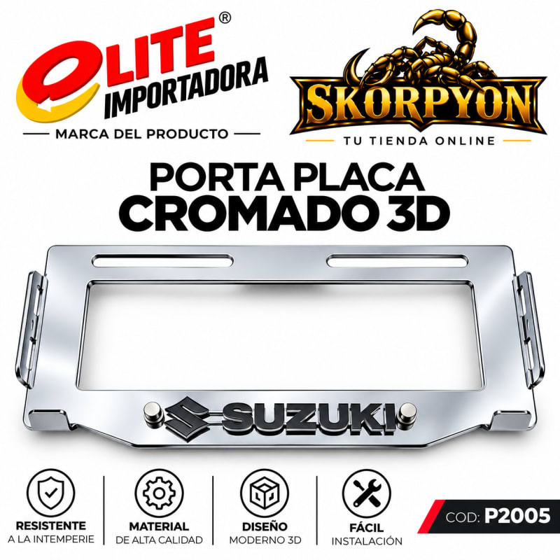 Porta placa Suzuki 3D Acanalado Cromado