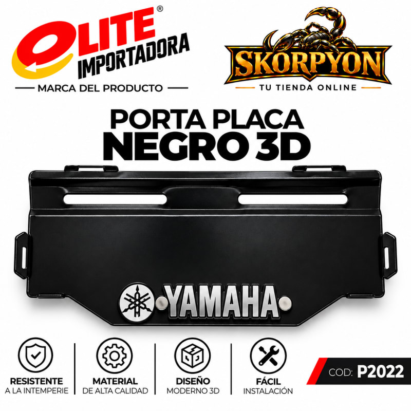 Porta Placa Yamaha 3D Negro