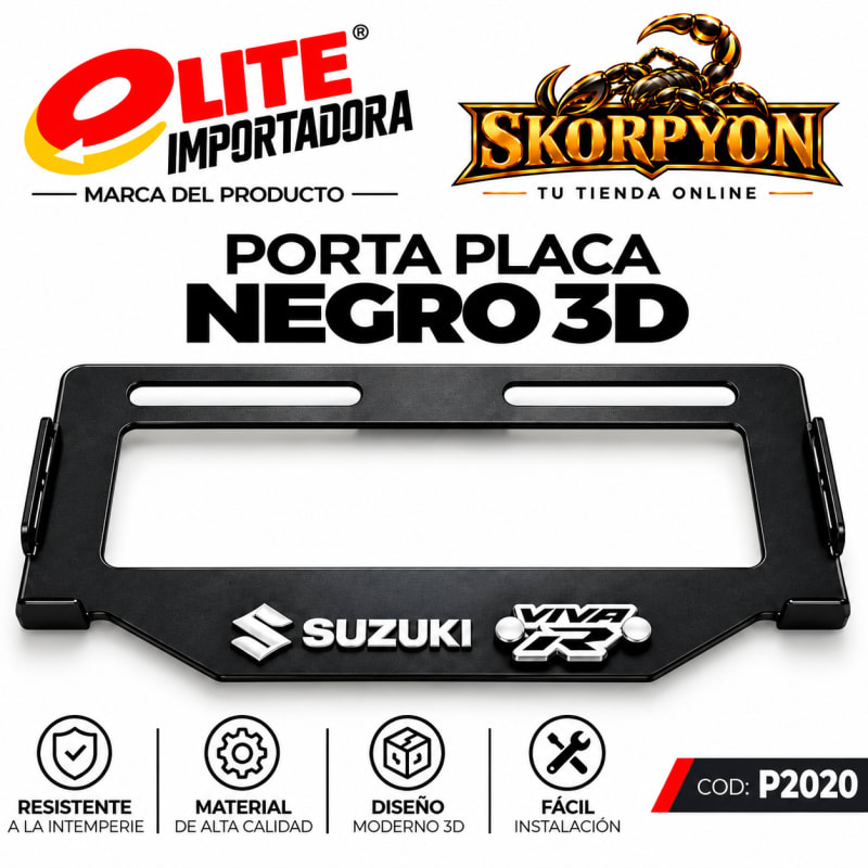 Porta Placa Viva R 3D Acanalado Negro