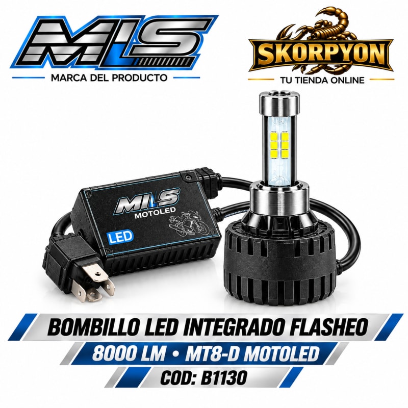 Bombillo LED Integrado Flasheo 80000LM MT8-D Motoled