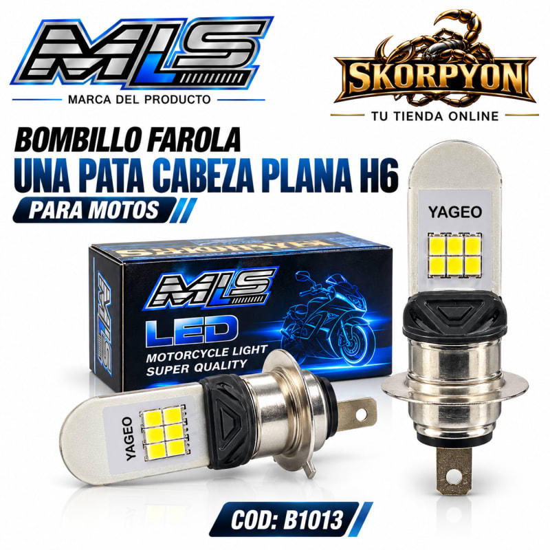Bombillo Farola una Pata Cabeza Plana H6-6000K