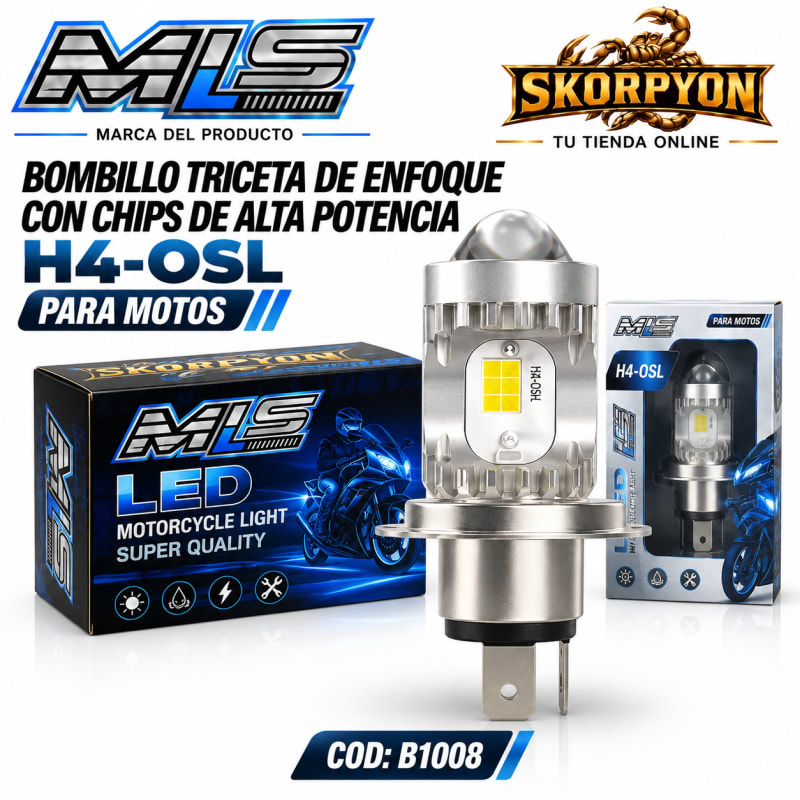 Bombillo Triceta de Enfoque con Chips de Alta Potencia H4-OSL