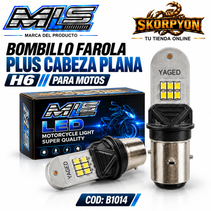 Bombillo Farola Plus Cabeza Plana H6-6000K
