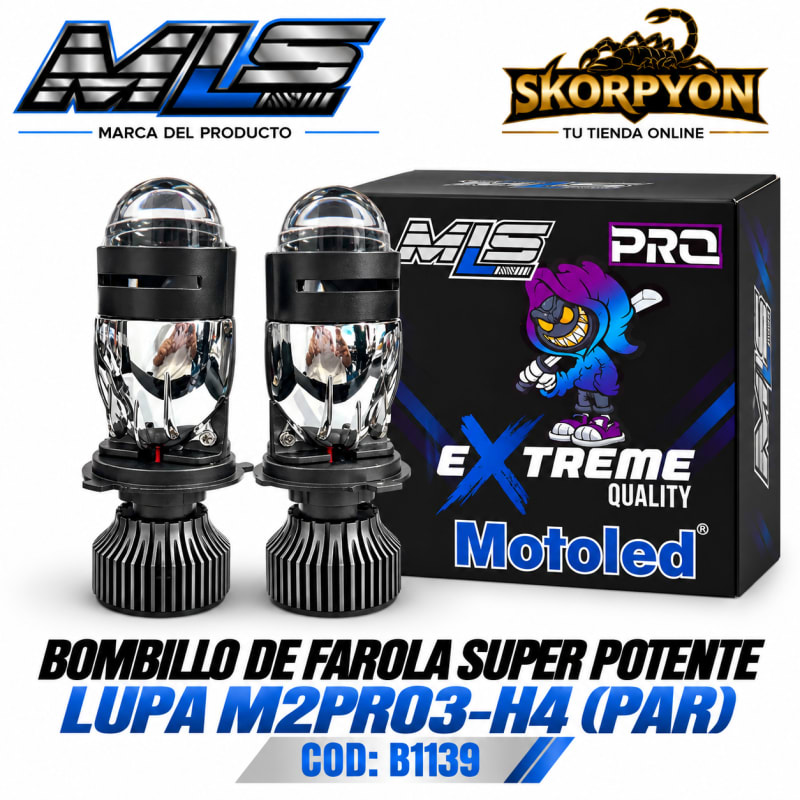 Bombillo de Farola Súper Potente Lupa M2PRO3-H4 (Par)