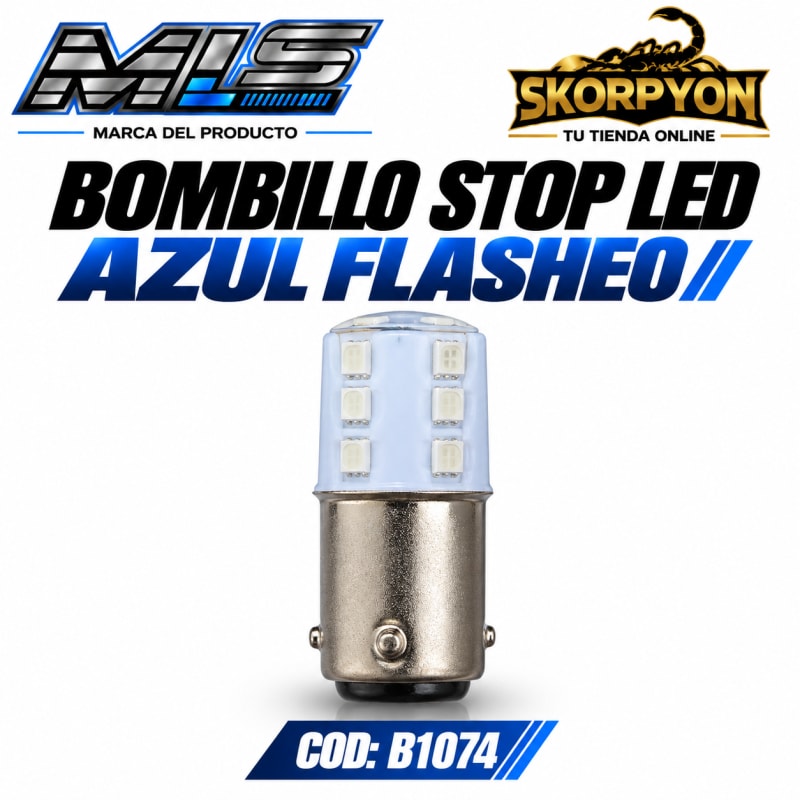 Bombillo Stop LED Azul Flasheo (Unidad)